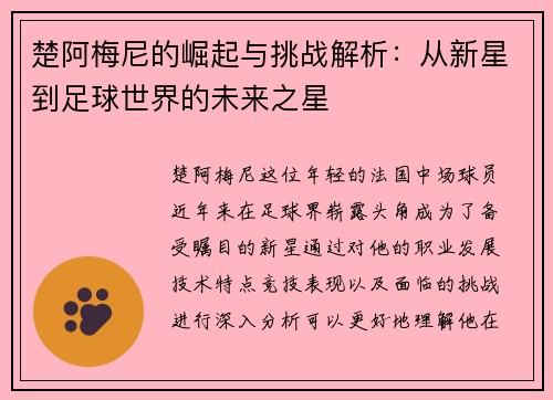楚阿梅尼的崛起与挑战解析：从新星到足球世界的未来之星